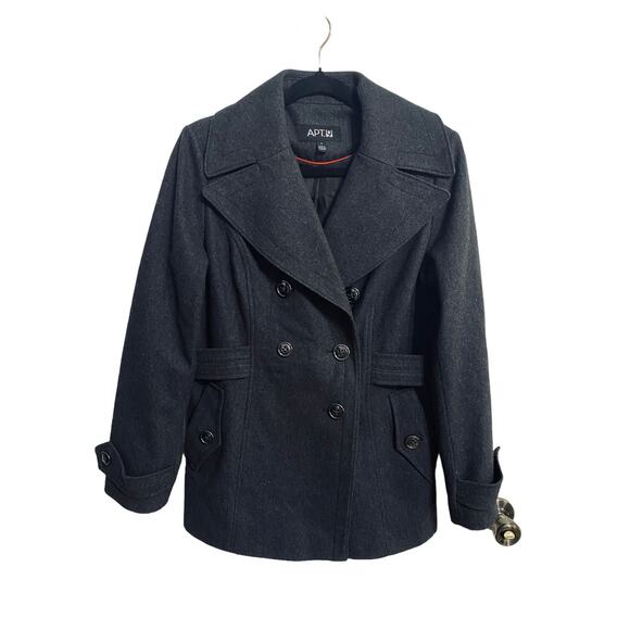 Apt 9 Peacoat Gray Size Small Collared Wool Blend - Picture 11 of 14